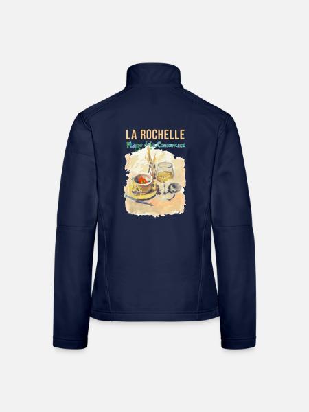 La Rochelle, Cafe au lait, Weinglas - Frauen Softshelljacke - Navy - Hinten