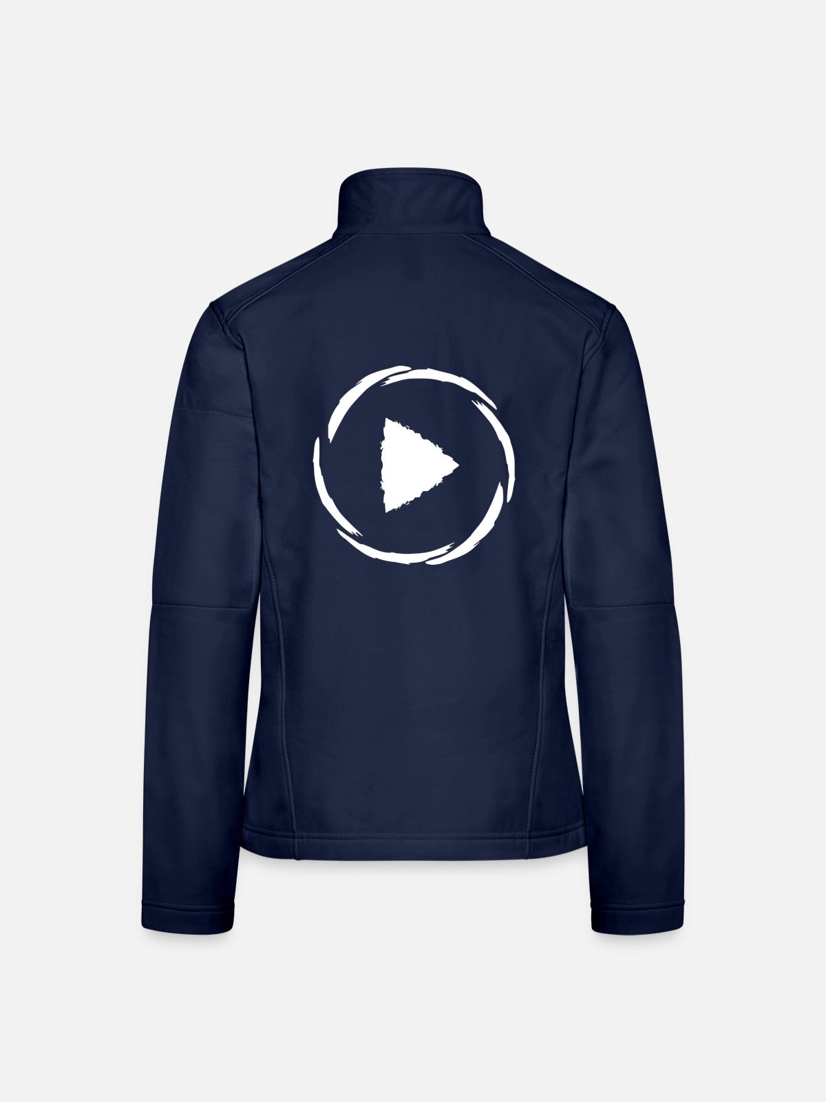Play Symbol Button Knopf - Frauen Softshelljacke - Navy - Hinten
