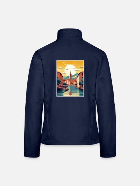 San Sebastian, Spanien, Vintage, Reiseposter, Souvenir - Frauen Softshelljacke - Navy - Hinten