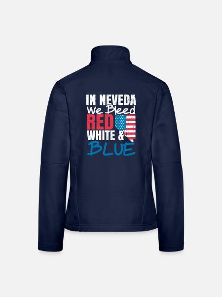 In Nevada Wir Bluten Weiß Und Blau USA Amerika - Frauen Softshelljacke - Navy - Hinten