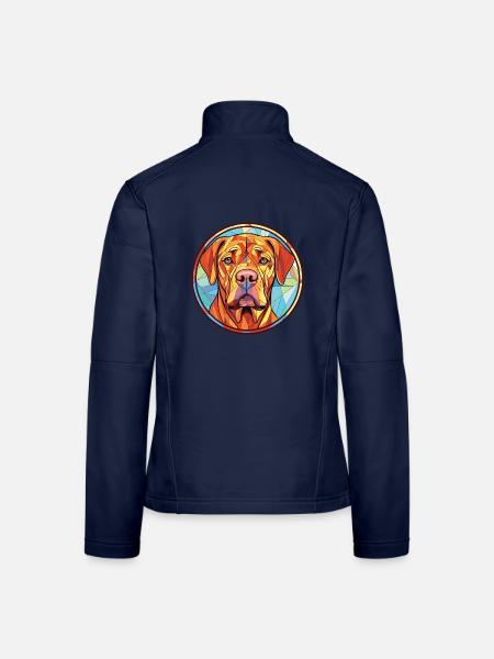Friesische Vorzeigehundrasse Aquarell-Illustration - Frauen Softshelljacke - Navy - Hinten