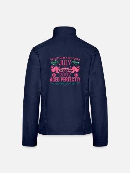 Juli 2002 Geburtstagsfrau Juli 2002 - Frauen Softshelljacke - Navy - Hinten