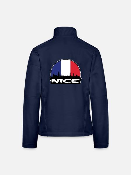 Nizza Frankreich Flagge Skyline Silhouette Reisen - Frauen Softshelljacke - Navy - Hinten