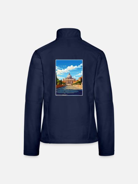 Vatikan Italien Dekoration Vintage Reiseposter WPA - Frauen Softshelljacke - Navy - Hinten