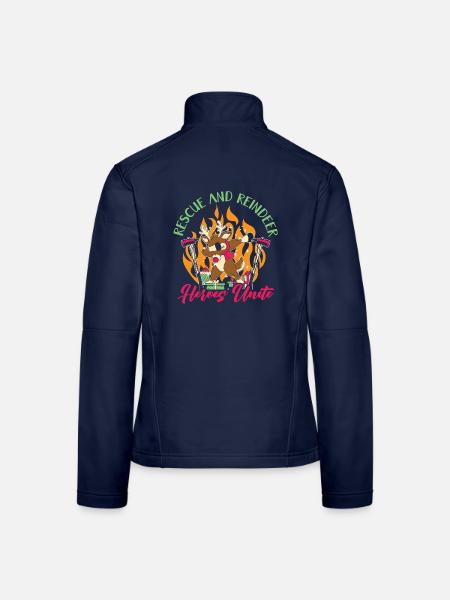 Rettung und Rentiere: Helden vereinen Weihnachten - Frauen Softshelljacke - Navy - Hinten