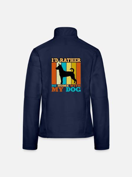 Decker Rat Terrier Hund Silhouette Retro Sunset - Frauen Softshelljacke - Navy - Hinten