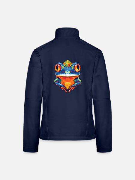 Laubfrosch Bunte Aquarell-Tierillustration - Frauen Softshelljacke - Navy - Hinten