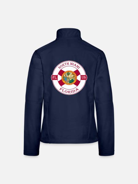 North Miami Florida Flagge USA Reise Souvenir Abzeichen - Frauen Softshelljacke - Navy - Hinten