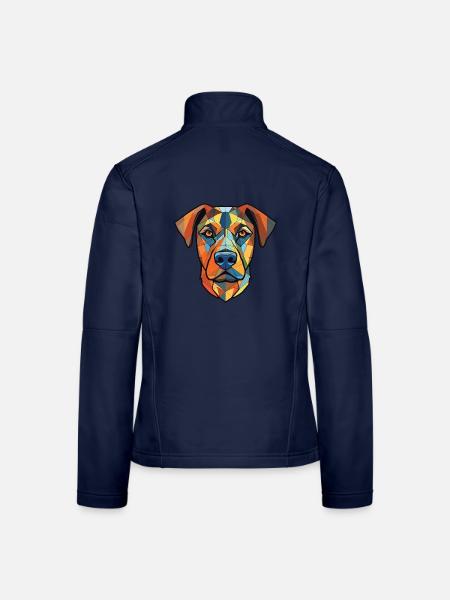 Berger De Beauce Hunderasse Aquarell Illustration - Frauen Softshelljacke - Navy - Hinten