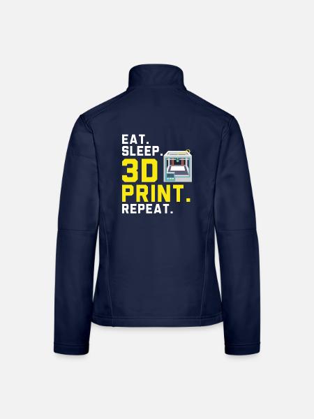 Essen Schlafen 3D-Drucken Wiederholen Machinist 3D - Frauen Softshelljacke - Navy - Hinten