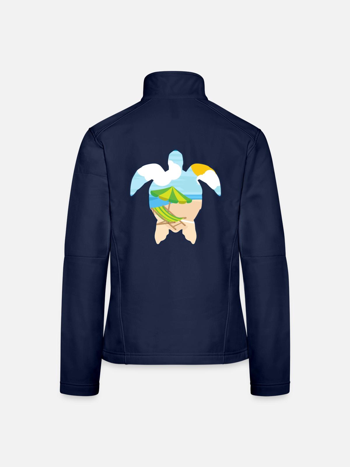 Schildkröte mit Strandszene - Urlaubsmotiv - Frauen Softshelljacke - Navy - Hinten