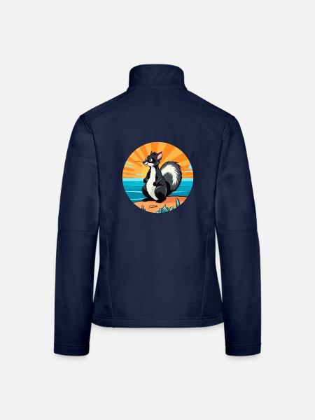 Skunk Aquarell Cartoon Kawaii Clipart Tier - Frauen Softshelljacke - Navy - Hinten