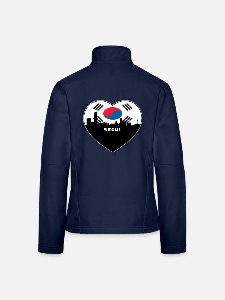 Seoul Südkorea Flagge Skyline Reise Souvenir - Frauen Softshelljacke - Navy - Hinten