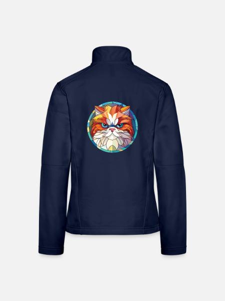 Persische Katze Rasse bunte Aquarell-Illustration - Frauen Softshelljacke - Navy - Hinten
