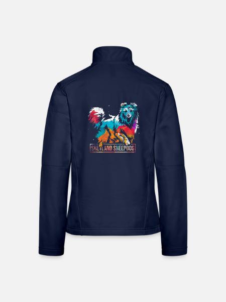 Pfiffiger Sheltie Colliezüchter - Frauen Softshelljacke - Navy - Hinten