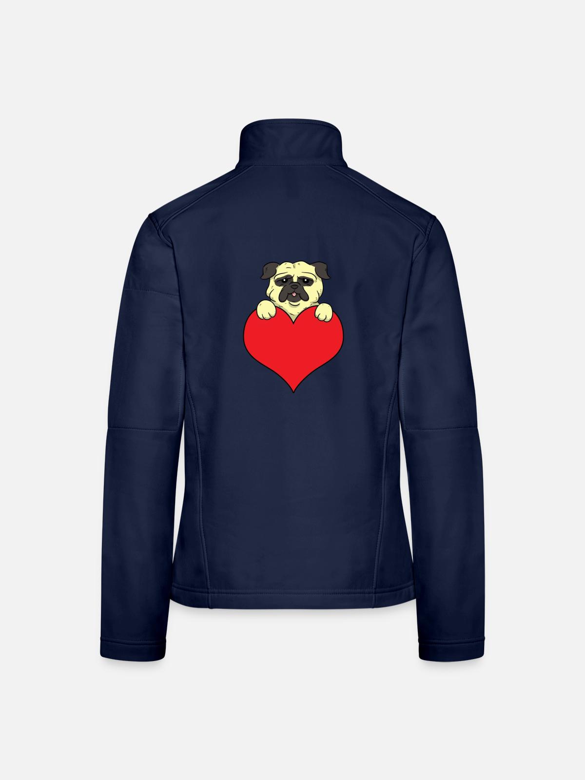 Pug Heart Mops herz - Frauen Softshelljacke - Navy - Hinten