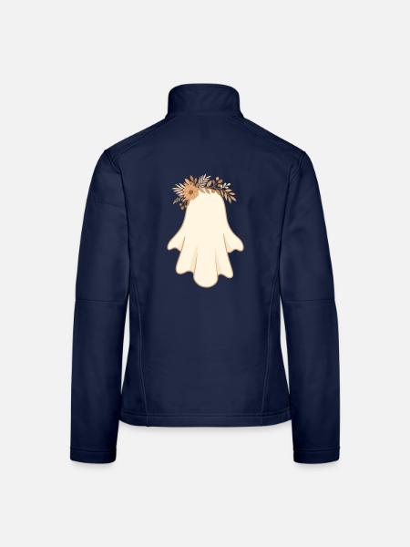 Boho Geist mit Blumen – Süßes Halloween Design - Frauen Softshelljacke - Navy - Hinten