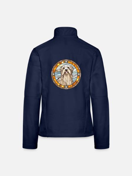 Pyrenäen-Schäferhund-Rasse Buntes Glas Bunt - Frauen Softshelljacke - Navy - Hinten
