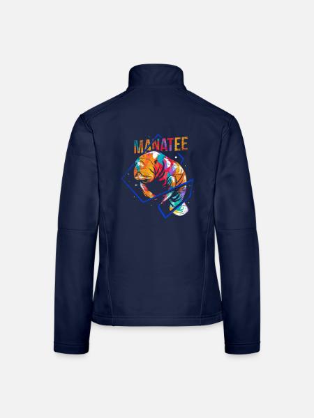 Seekuh Dugong Polygon - Frauen Softshelljacke - Navy - Hinten