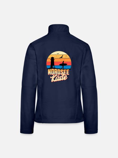 Nordsee Küste – Wellen, Wind und Freiheit - Frauen Softshelljacke - Navy - Hinten
