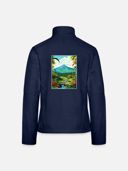 Costa Rica Vulkan Arenal Karibik Reiseposter - Frauen Softshelljacke - Navy - Hinten