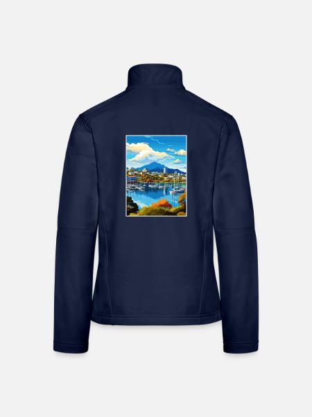 Hobart Australia Au Vintage Reiseposter Souvenir - Frauen Softshelljacke - Navy - Hinten