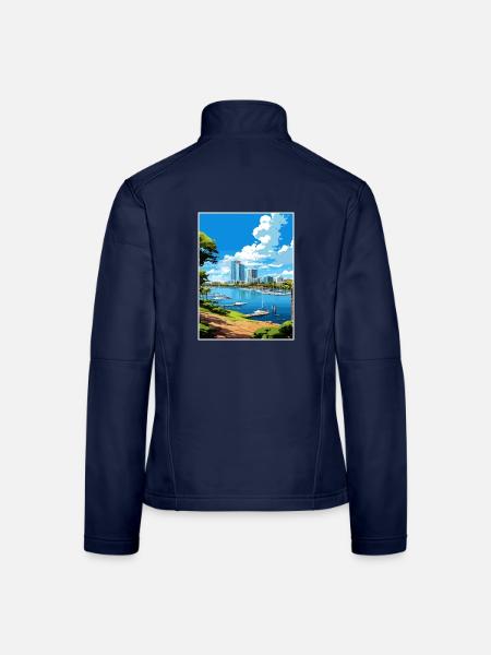 Darwin Australien Deko Vintage Reiseposter WPA - Frauen Softshelljacke - Navy - Hinten