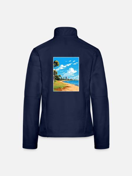 Darwin Australien Deko Vintage Reiseposter WPA - Frauen Softshelljacke - Navy - Hinten