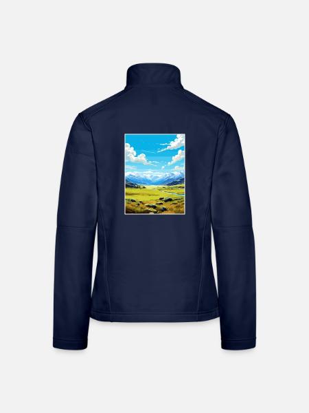 Arthurs Pass Nationalpark Vintage Reiseposter - Frauen Softshelljacke - Navy - Hinten