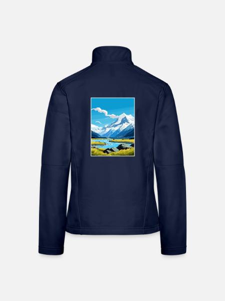 Mount Cook Nationalpark Neuseeland Reiseposter - Frauen Softshelljacke - Navy - Hinten