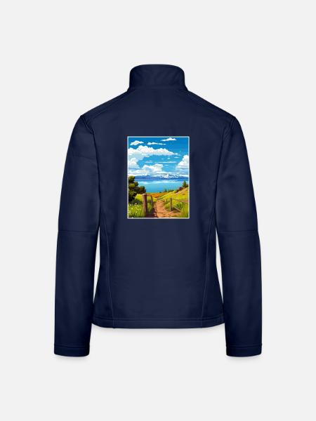 Bear Lake Utah Vintage Reiseposter WPA Souvenir - Frauen Softshelljacke - Navy - Hinten