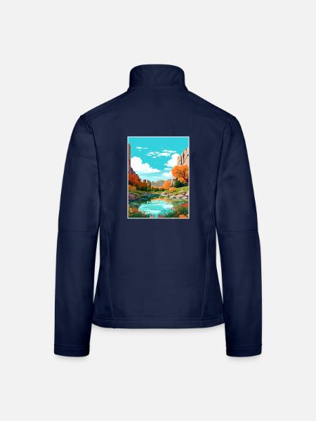 Garner State Park Parkwall Texas Reiseposter - Frauen Softshelljacke - Navy - Hinten