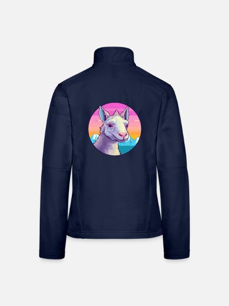 Erdferkel Aquarell Karikatur Kawaii Haustier Tier Colo - Frauen Softshelljacke - Navy - Hinten