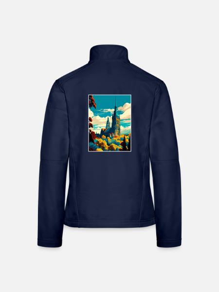 Kassel Deutschland Vintage Reiseposter WPA Souvenir - Frauen Softshelljacke - Navy - Hinten