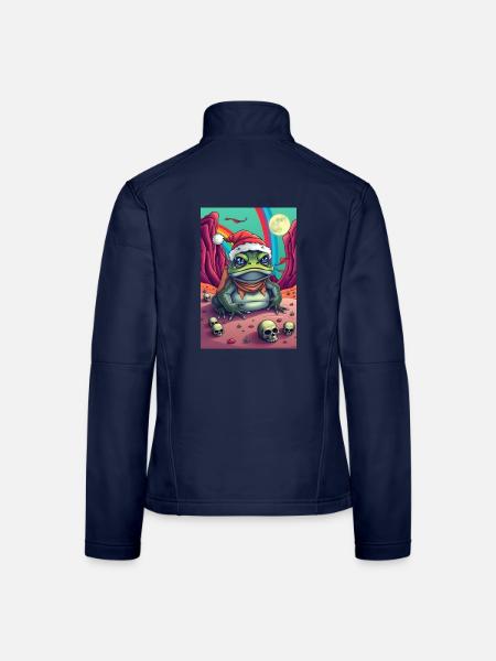 Frosch Santa im Wüstenland - Frauen Softshelljacke - Navy - Hinten