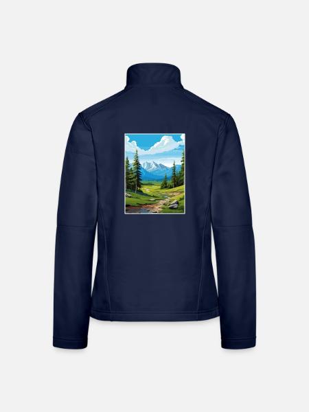 Sierra Nevada Nationalpark Vintage Reiseposter - Frauen Softshelljacke - Navy - Hinten