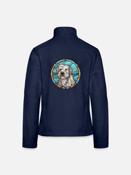 Pyrenäen-Schäferhund Hunderasse Buntes Glas - Frauen Softshelljacke - Navy - Hinten
