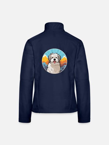 Pyrenäen-Schäferhund Hunderasse Cartoon Kawaii Waterco - Frauen Softshelljacke - Navy - Hinten