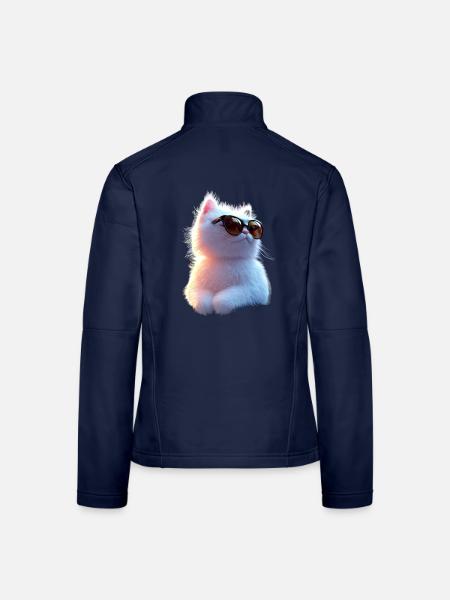 Angora Katze Weiße Angorakatze Süße Angora Katzen - Frauen Softshelljacke - Navy - Hinten