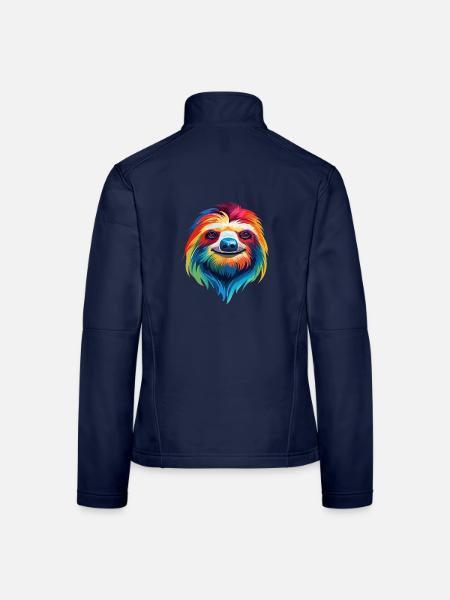 Faultier buntes Aquarell Cartoon Kawaii Tier - Frauen Softshelljacke - Navy