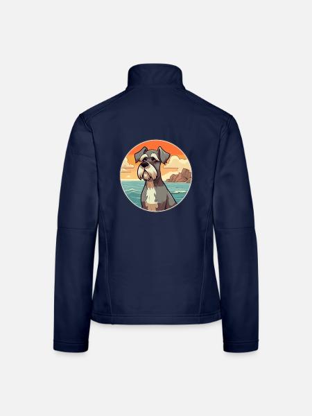 Standard Schnauzer Hund Rasse Cartoon Kawaii Hund - Frauen Softshelljacke - Navy - Hinten