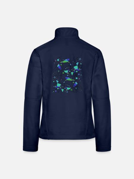 Fisch abstrakt Barsch Aquarium angeln - Frauen Softshelljacke - Navy - Hinten