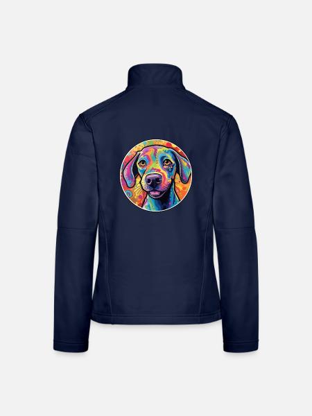 Tiroler Bracke Hunderasse Bunte Karikatur Watercol - Frauen Softshelljacke - Navy - Hinten
