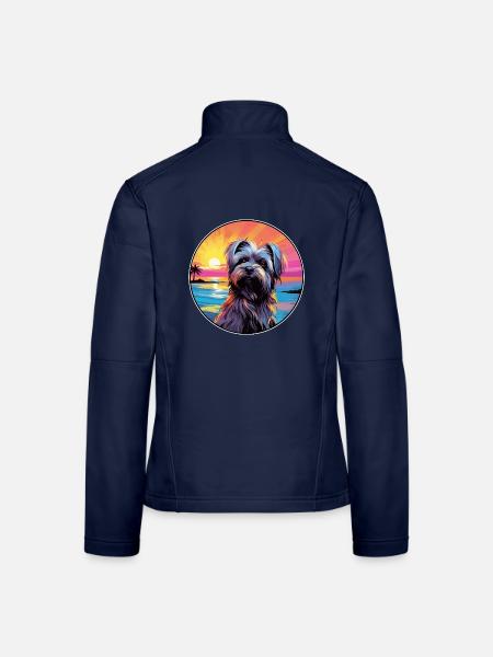 Skye Terrier Hunderasse bunte Karikatur Aquarell - Frauen Softshelljacke - Navy - Hinten