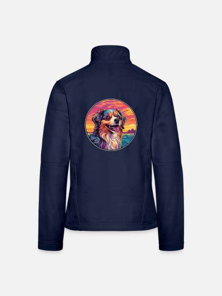 Himalaya-Schäferhund Hunderasse Bunte Karikatur Wate - Frauen Softshelljacke - Navy - Hinten