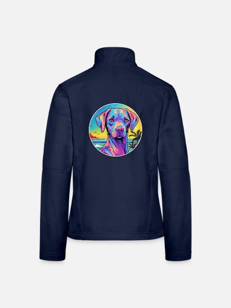 Akbash Hunderasse buntes Karikatur-Aquarell - Frauen Softshelljacke - Navy - Hinten