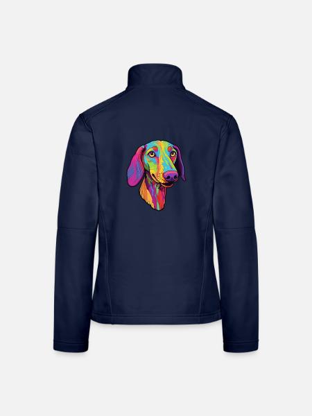 Alter kroatischer Windhund Hunderasse Karikatur Kawaii I - Frauen Softshelljacke - Navy - Hinten