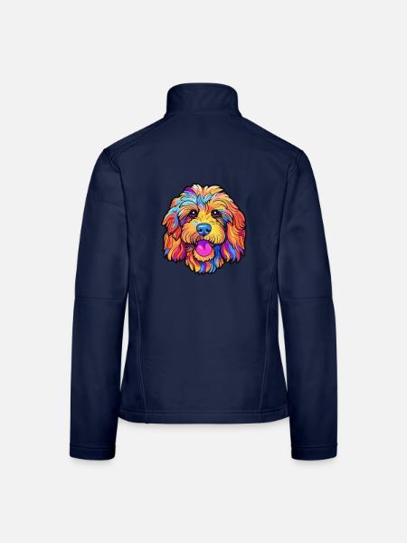 Cockapoo Hunderasse Cartoon Kawaii Illustration - Frauen Softshelljacke - Navy - Hinten