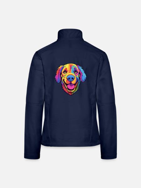 Berger de Beauce Hunderasse Cartoon Kawaii Illustra - Frauen Softshelljacke - Navy - Hinten