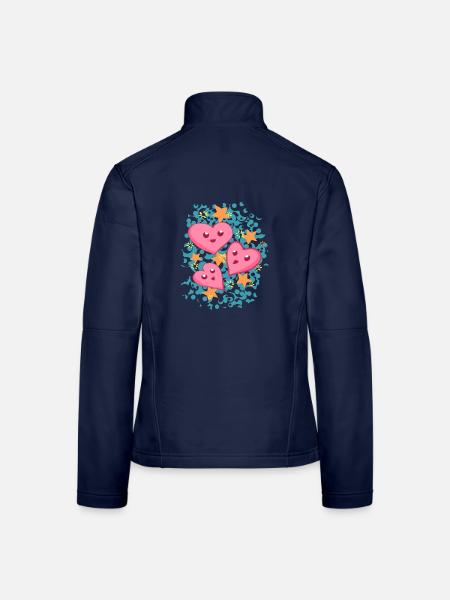 Drei kleine Herzen im Comicstil - Frauen Softshelljacke - Navy - Hinten